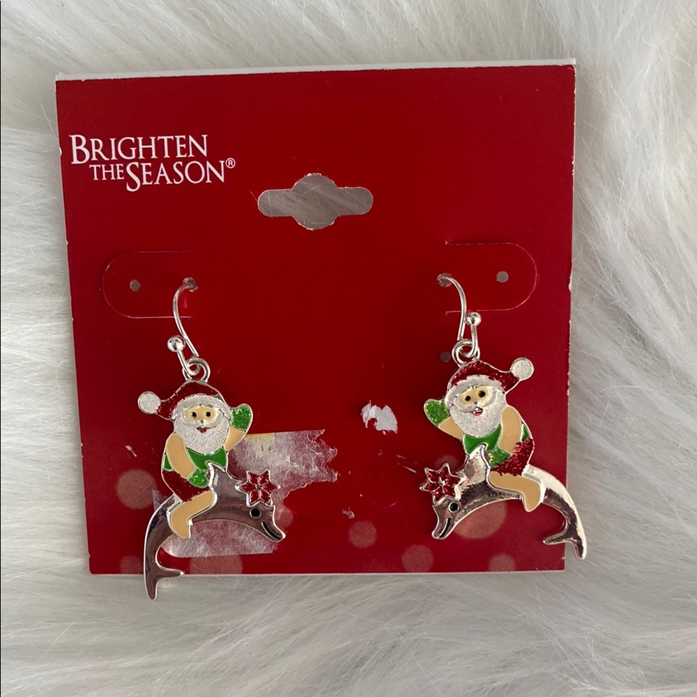 New Brighten The Season Santa Earrings